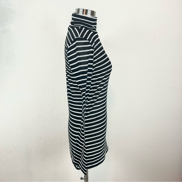 Express Black Striped Embroidered Rhinestone Turtleneck Long sleeve Top - Picture 6 of 12